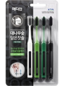 [MEDIAN] Набор зубных щеток BAMBOO CHARCOAL TOOTHBRUSH 4ea (Fine brush), 4 шт